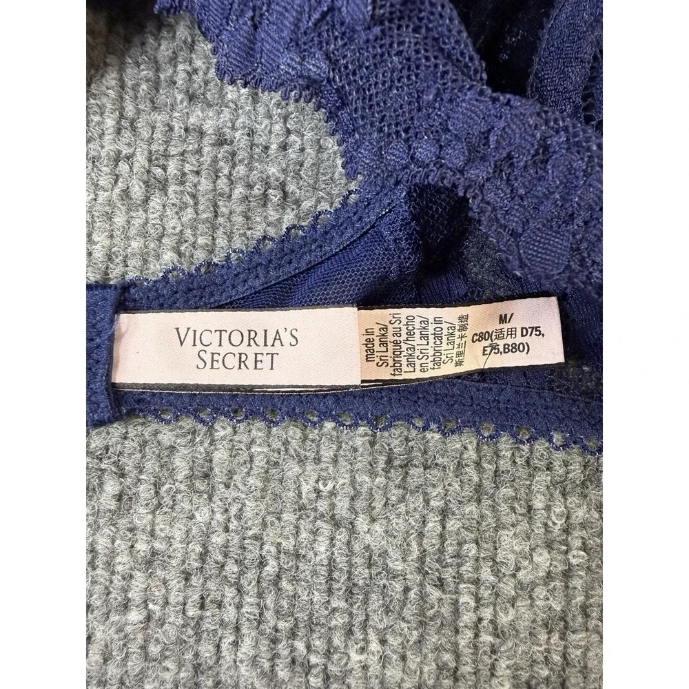 Victoria's Secret‎ Dream Angels Navy Blue Lace Velvet Bralette Wireless Bra M
